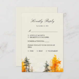 Fall Woodland, Floresta de outono, Cartão RSVP de