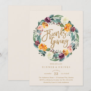 Fall Wreath Friends Dando Convite de festas Janto