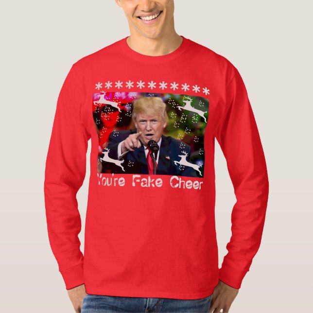 Falso Cheer, Donald Trump Camisa de Natal feia (Frente)