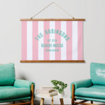 Família Beach House Nome Pink Cabana Stripe