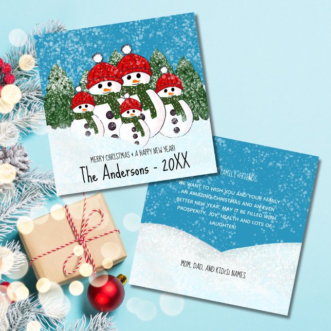 Família Bonita de Snowman com Cinco Cartão de Féri (Criador carregado)