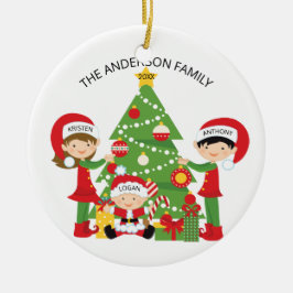 Família bonito de enfeites de natal personalizados