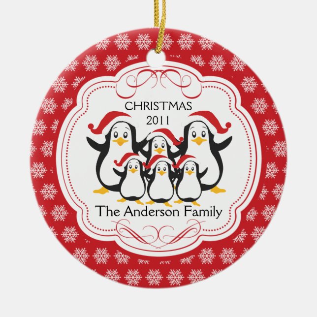 Família bonito dos pinguins dos enfeites de natal (Frente)