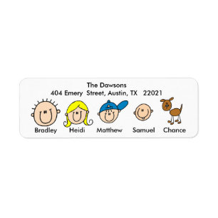Família customizável com etiquetas de endereço