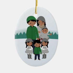 Família customizável de seis enfeites de natal