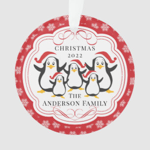 Família Cute Penguins de 5 Enfeites de natal