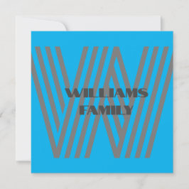 FAMÍLIA DAR CINZA AZUL Convite MONOGRAM