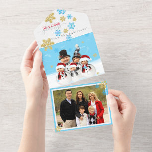 Família de 5 adicione seu rosto a um cartão Xmas d