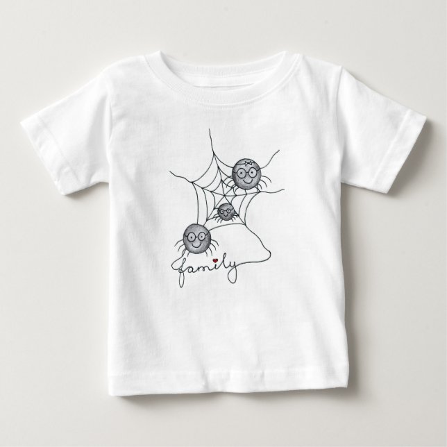 Família de Aranha Fofa – Camiseta Gráfica para Beb (Frente)