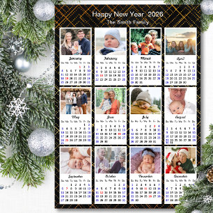 Família de Calendários 2026 Foto 12 Preto Moderno