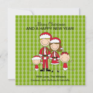 Família de cartões de Natal de 4 Stick