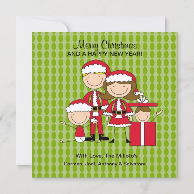 Família de cartões de Natal de 4 Stick (Frente)