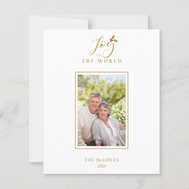 Família de Fotos de Natal Mínima Dourada e Barata  (Frente)