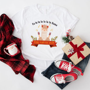 Família de Llama de Natal Cantando Camiseta Femini
