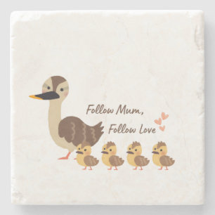 Família de Pato Fofa Porta-Copos de Mármore