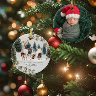 Família de Três Primeiro Enfeite de Natal