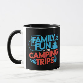 Família divertida com Camping Trips, caneca preta