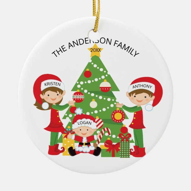 Família doce de enfeites de natal personalizados 3 (Frente)