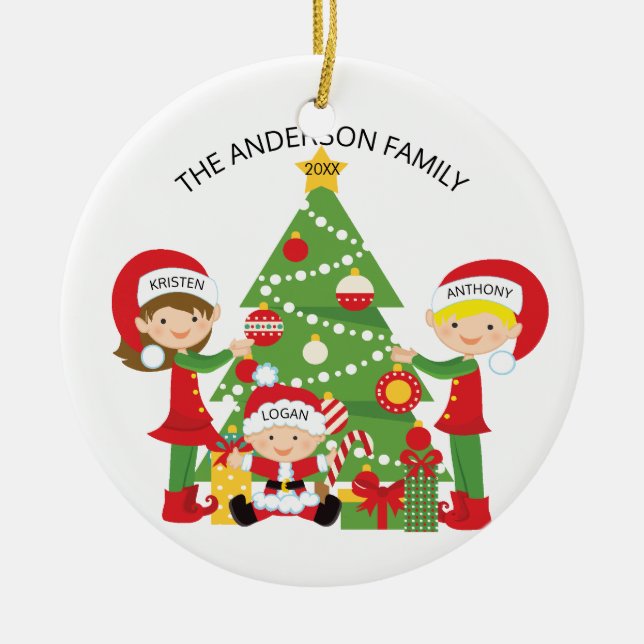 Família doce de enfeites de natal personalizados 3 (Frente)