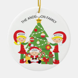 Família dos enfeites de natal três personalizados