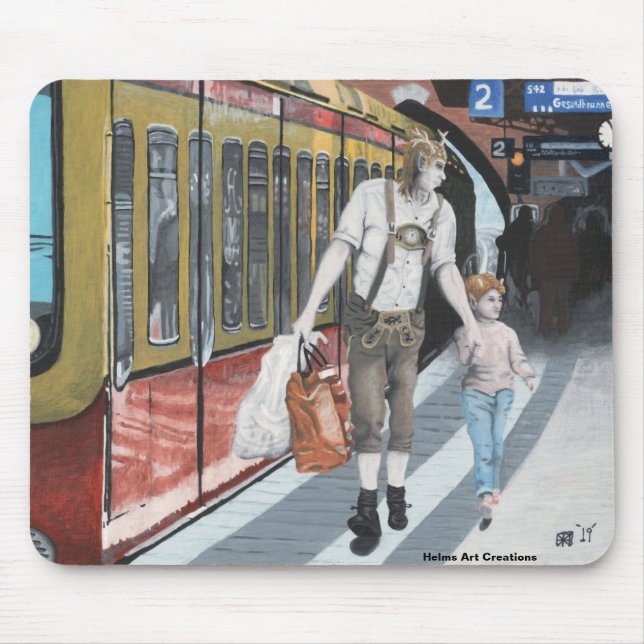 Família Elf Alemã Comprando Fantasy Art Mousepad (Frente)