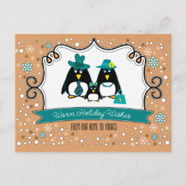 Família Engraçada de Pinguins de 3 Cartões de Nata