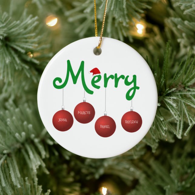 Família Feliz Natal de Quatro Ornamentos Personali (Árvore)