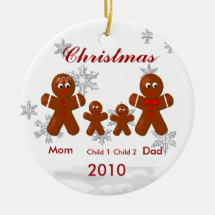 Família Gingerbird de Quatro Enfeites de natal
