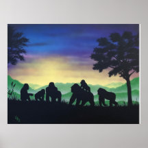 "Família" Gorilla Art Impressão