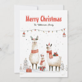 Família Llama de 3 cartões de Natal
