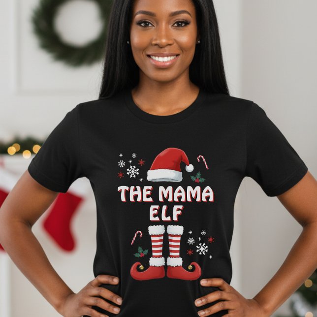 Família Natal Elf Correspondendo Engraçado T-Shirt (Christmas Elf Family Matching Funny Black T-Shirt
)