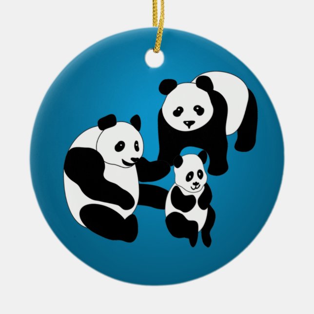 Família Panda de Três Enfeites de natal Personaliz (Frente)