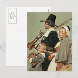 Família Pilgrim. Cartões postais de Ação de Graças