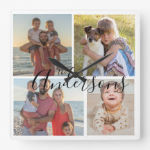 Família Quatro Relógio de Parede Acrílica de Fotog