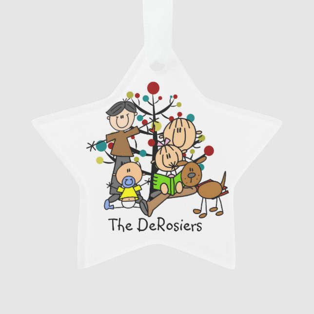 Família Stick Figure com Ornamento Acrílico para C (Frente)