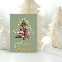 Family photo pine tree gold script green real 