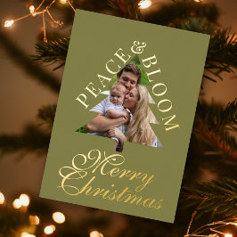 Family photo pine tree gold script green real 