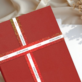 Fancy Glitter Shimmer Red Ombre Sparkle Black Typo