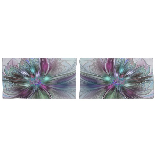 Fantasia Abstrata Moderna Colorida Floral Fractal (Frente - conjunto)