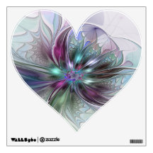 Fantasia Colorida Moderna Floral Fractal Coração