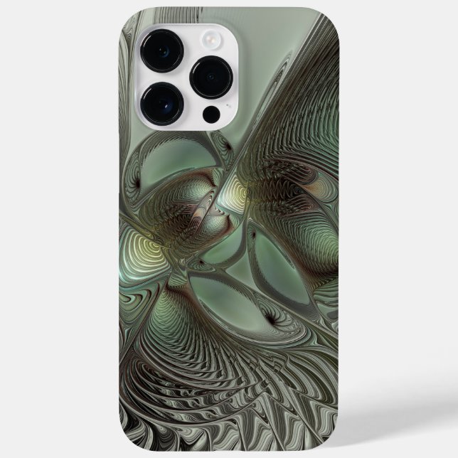Fantasia de Arte Fractal da Cinza Olive Sage (Verso)