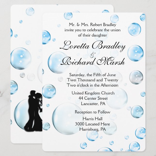 Fantasia Divertida Bolas Convite de Casamento (Frente/Verso)