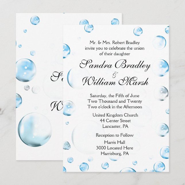 Fantasia Divertida Bolas Convite de Casamento (Frente/Verso)