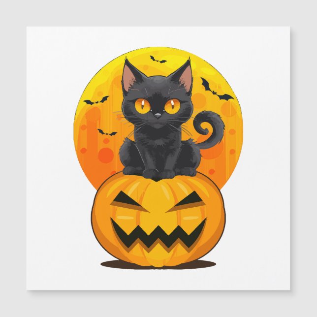 Fantasias de Halloween de Abóbora de Gato Preto (Frente)