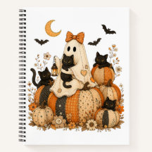 Fantasma Assustador de Halloween com Gatos Pretos 