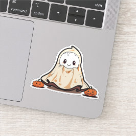 Fantasma bonito com adesivo de abóboras