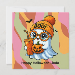 Fantasma Bonito de Halloween Rosa Laranja