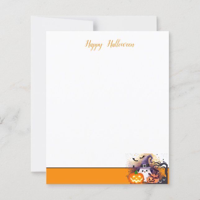 Fantasma de Halloween Fofo com Chapéu de Bruxa e A (Frente)