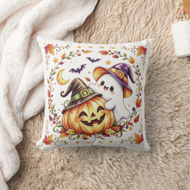 Fantasma de Halloween Fofo e Almofada de Arremesso (Cobertor)