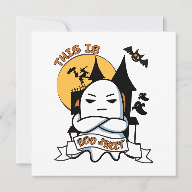Fantasma Fantasia de Halloween Engraçado Boo (Frente)